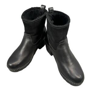 RAG AND BONE Boots Nelson Clog Black Leather Shearling 7.5